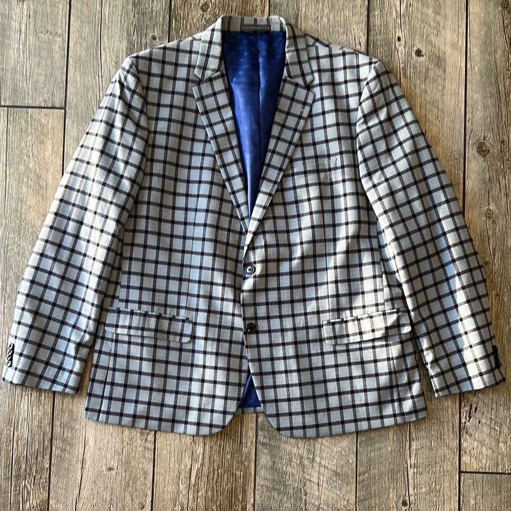Ben Sherman Blue and Black Checkered Blazer